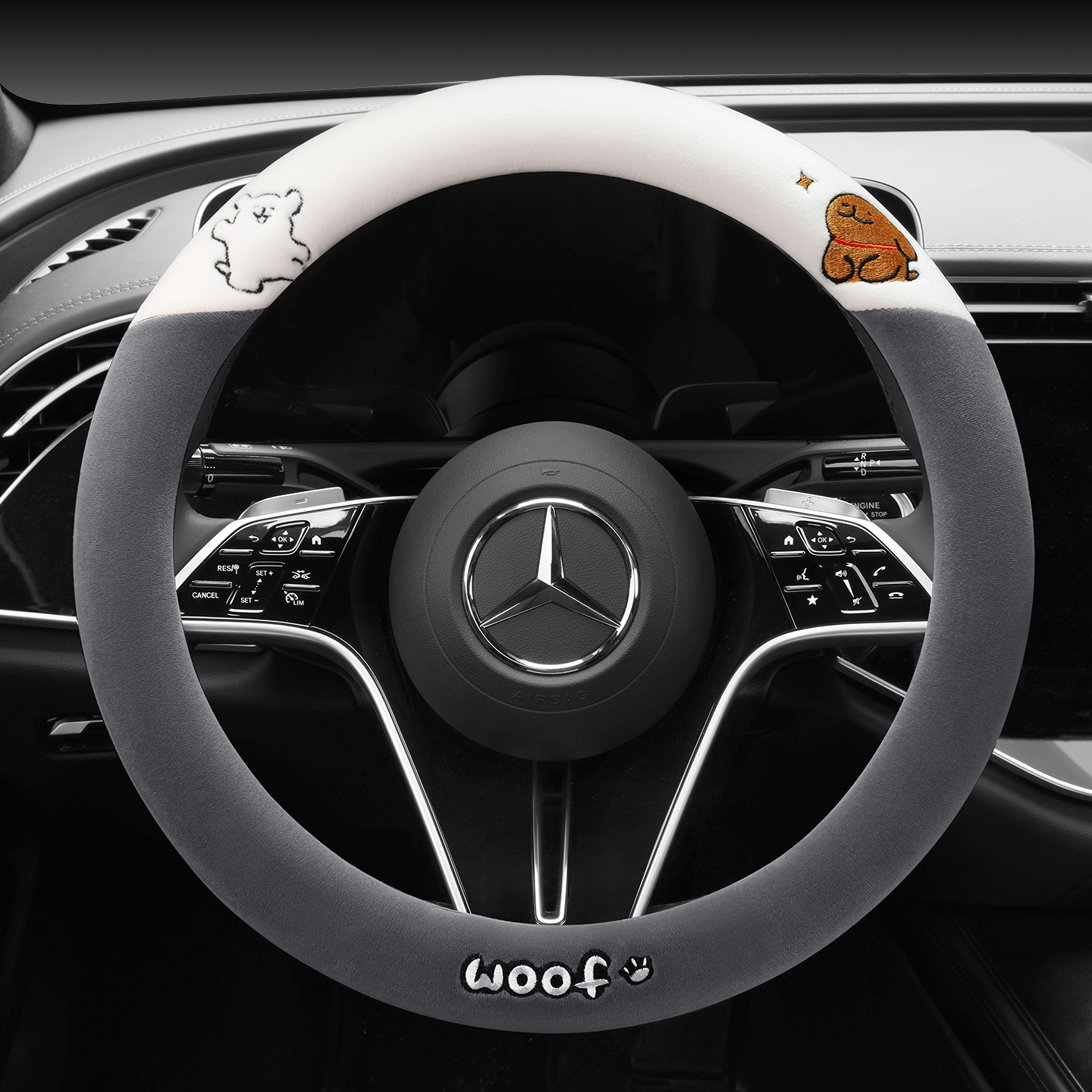 新款冬季短毛绒方向盘套防滑保暖男女通用型耐磨时尚汽车把套