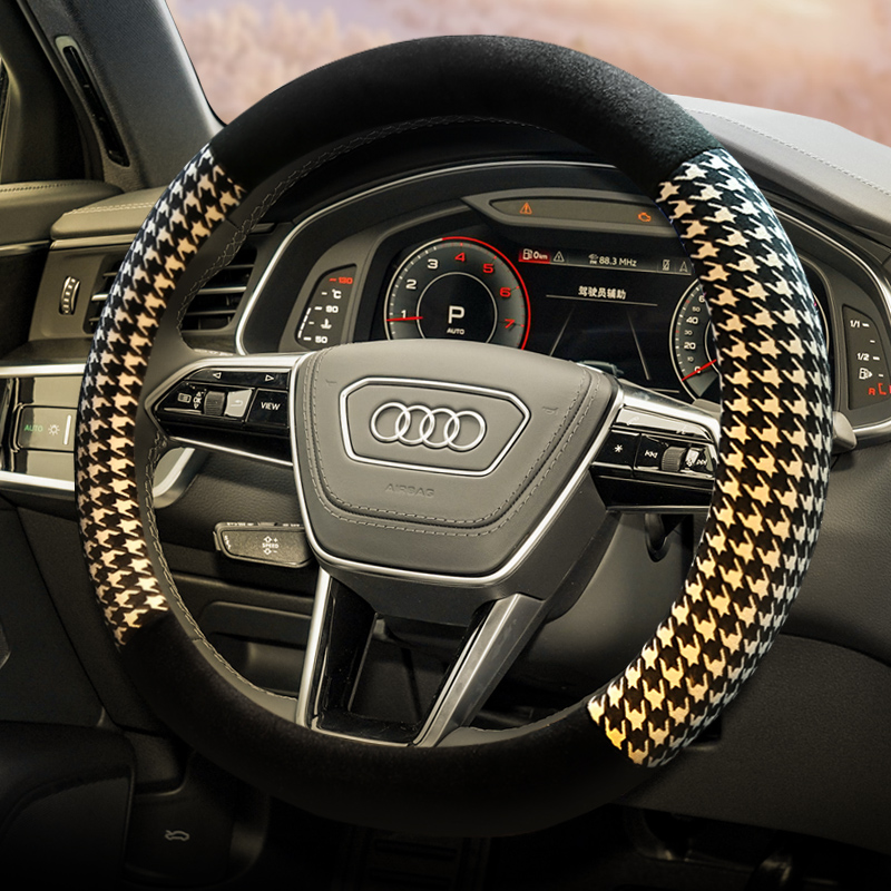 奥迪A4L方向盘套冬季毛绒 A6LA3 3Q5LQ2LA6A5汽车保暖D型平底把套
