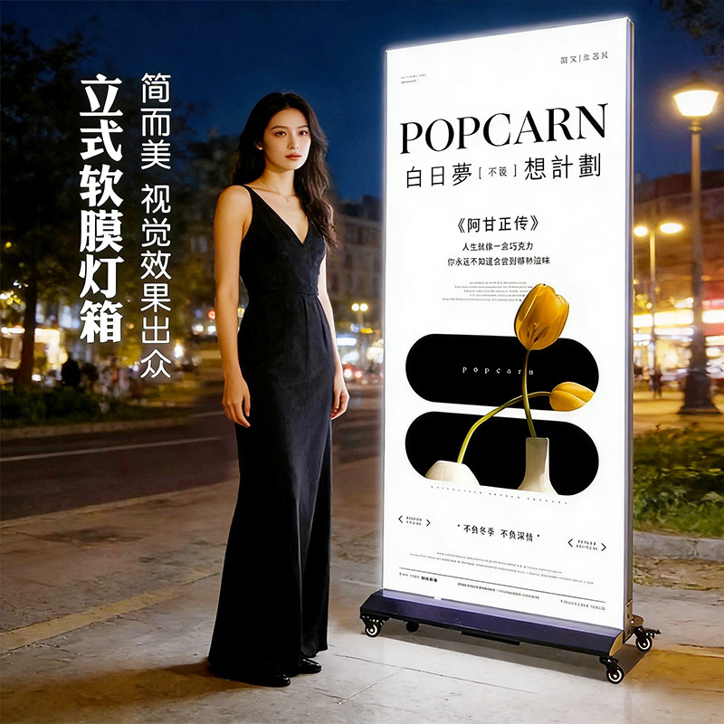 灯箱广告牌发光展示牌软膜led移动卡布电子立式落地户外充电双面
