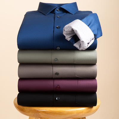 厂家直销鹅绒保暖衬衫男商务休闲