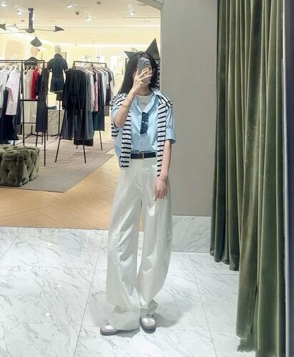 【秦岚同款】正品休闲裤2025夏新品棉质弯刀工装裤中腰MBE2PATT03