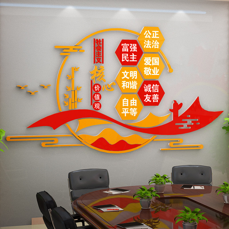 幼儿园社会主义核心价值观墙贴标牌党建文化墙党员之家活动室布置