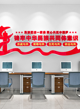 学校中华民族一家亲 中华民族共同体意识文化墙贴亚克力 团结标语