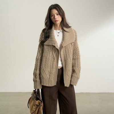 官方立减BESOBER立体绞花开衫