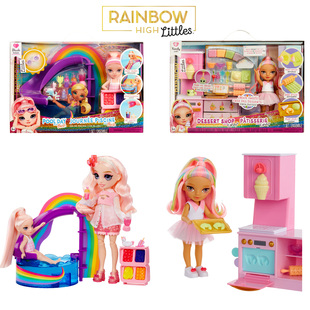 Rainbow High彩虹高中妹妹 Littles甜品店冰淇淋泳池滑梯玩偶套装