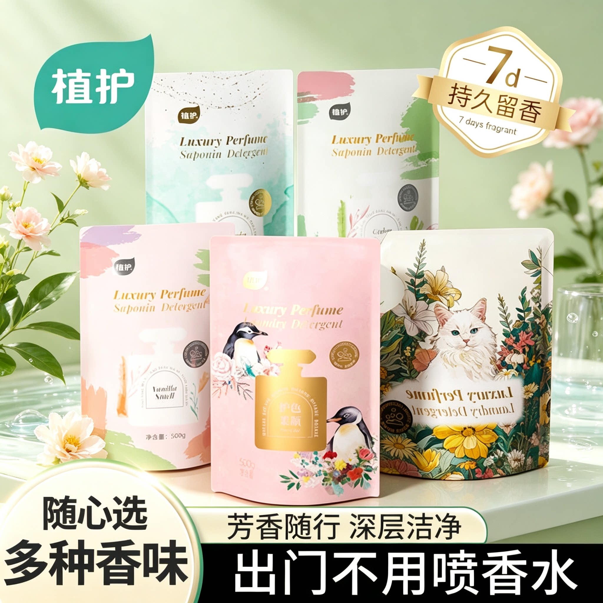 植护500g香水洗衣液男女香味持久留香家用实惠官方正品袋装补充装