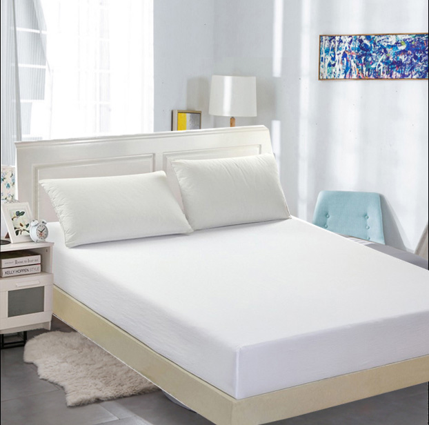纯白色床笠酒店席梦思保护套宾馆床垫套防滑四件套纯白床单床罩