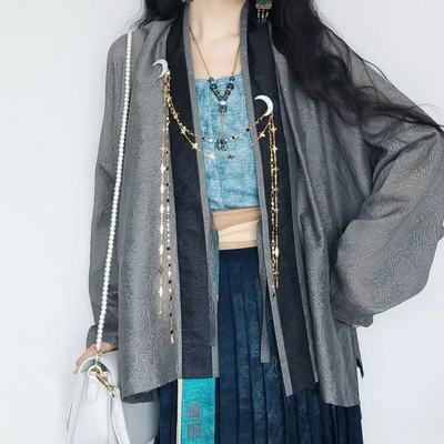 古风汉服清冷高级月亮茶服胸针链条防风别针磁吸两用防风链配饰