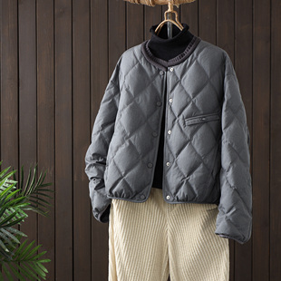 高端欧货菱格羽绒服女时尚 新款 宽松90白鸭绒外套 2025冬季 商场同款