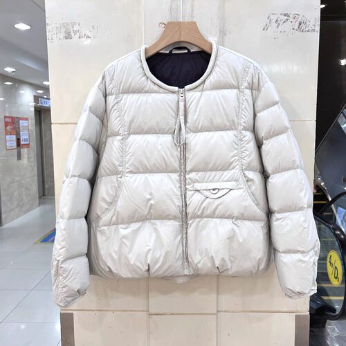85608冬季时尚圆领拉链云朵芙蓉短羽绒服女宽松显瘦百搭保暖外套