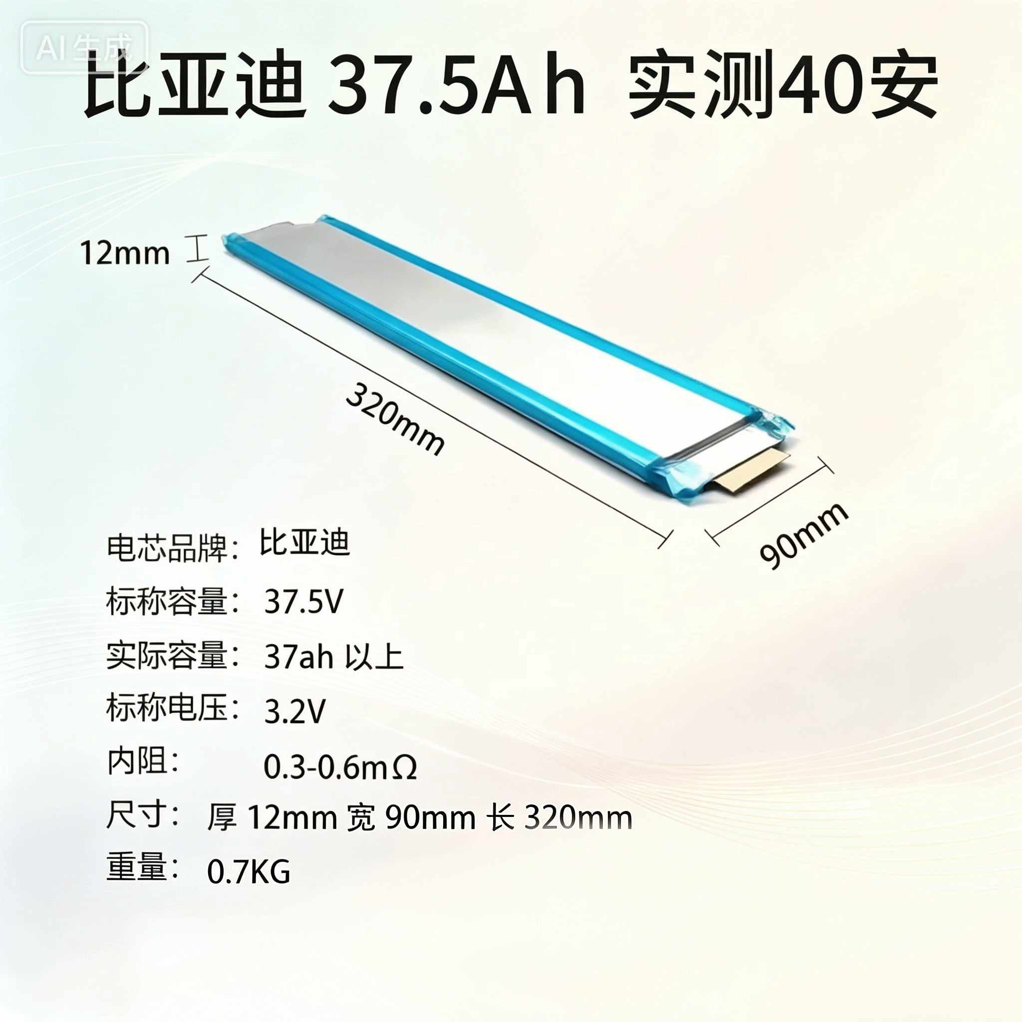 全新比亚迪A级37.5Ah铁锂电芯图片