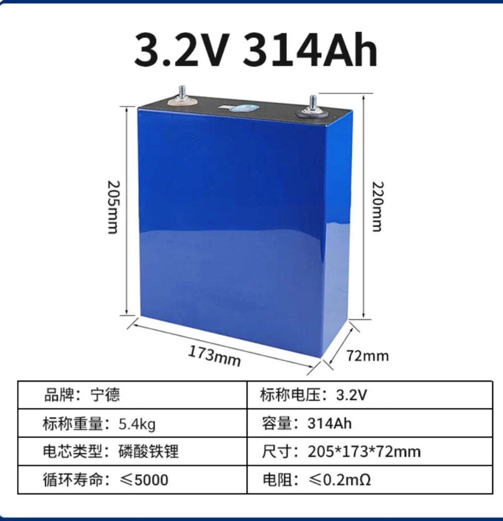 全新宁德314AH磷酸铁锂电芯