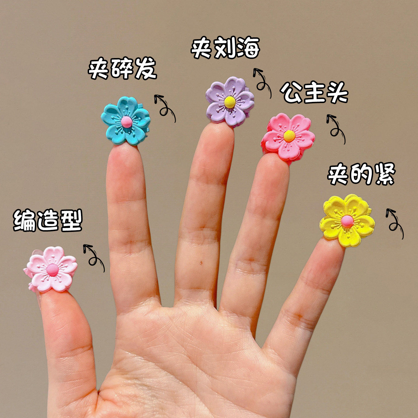 儿童不伤发花朵小抓夹女2026新款发夹前额刘海夹碎发神器夹子头饰