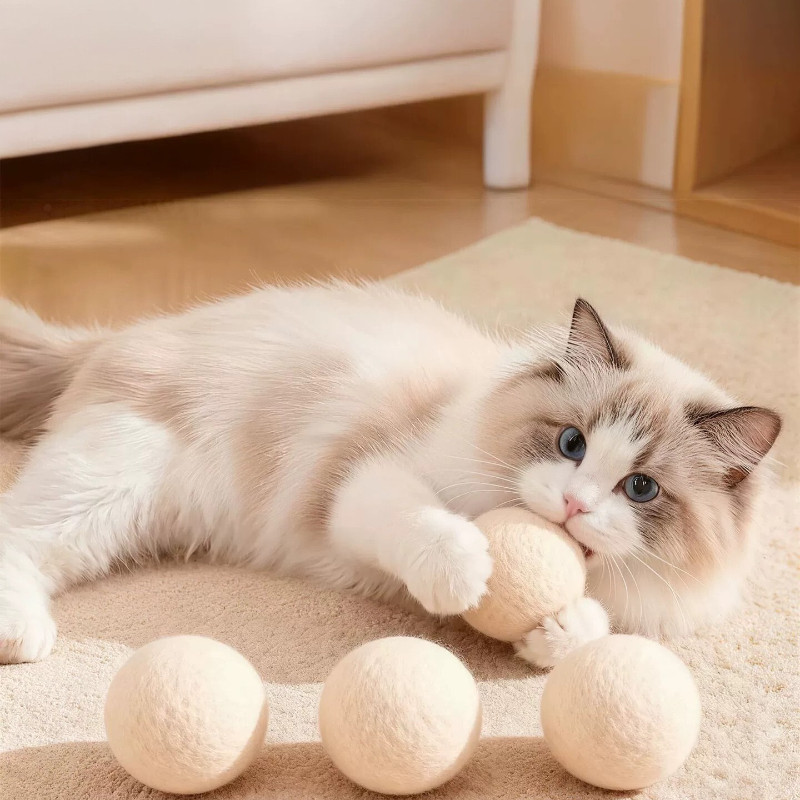 猫咪静音耐咬自嗨羊毛球玩具