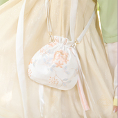 汉服配饰古风斜挎包新中式 女童仙女百搭刺绣蕾丝单肩大容量手机包