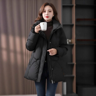 原形黑色连帽羽绒棉服女2025冬季新款韩版设计感宽松保暖棉衣外套