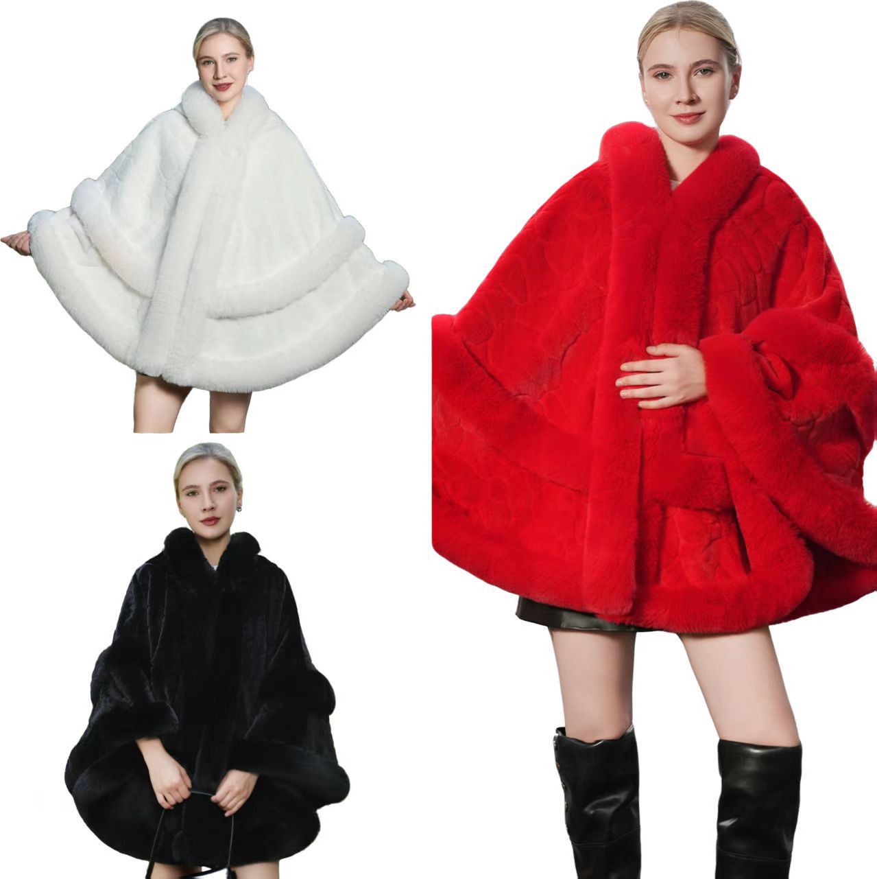 百搭新娘针织纯色仿皮草斗篷秋冬外套旗袍晚礼服加厚毛领外搭