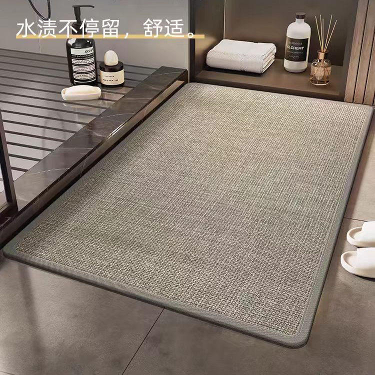 亚麻浴室地垫卫生间吸水速干防滑脚垫厕所门口家用厨房防油硅藻泥