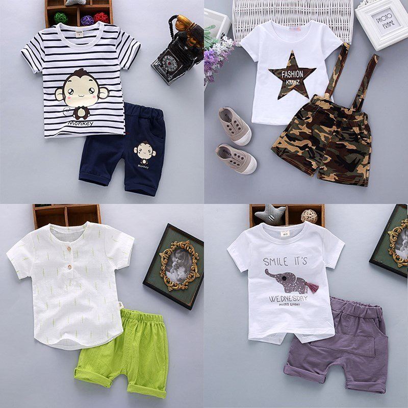 Male baby summer 0 1 1-3 - year - old baby clothes boy summe