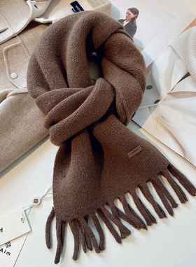 100%澳洲纯羊毛流苏休闲高级感保暖围脖女AIM实体店同款围巾百搭