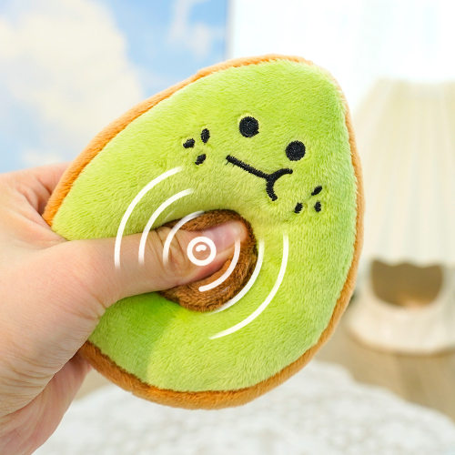 牛油果毛绒发声猫磨牙玩具