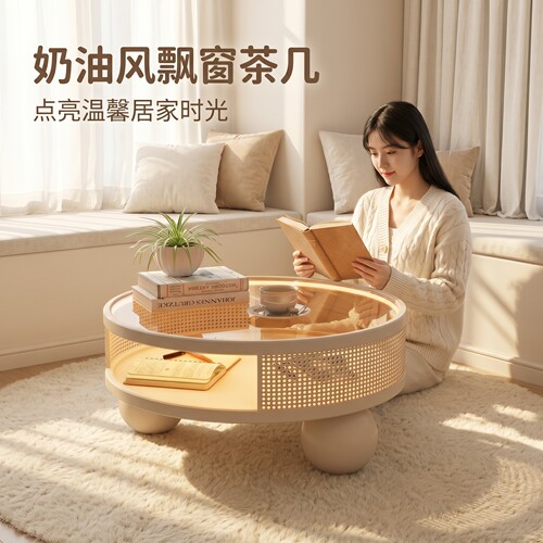 奶油风简约小茶几炕几飘窗桌
