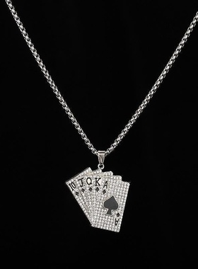 同花顺项圈新款上市情侣项链欧美嘻哈男女学生潮人十字架礼物潮