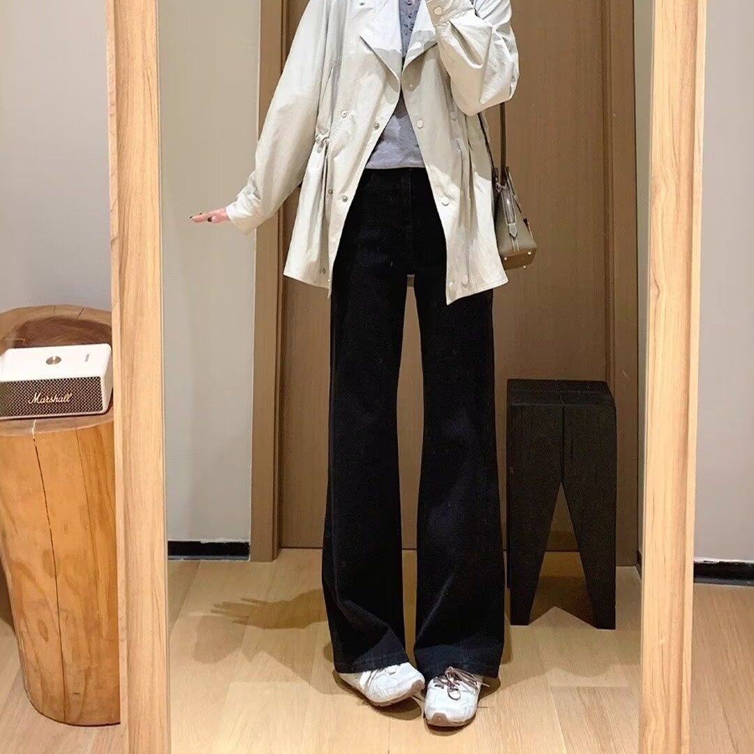 黑色加绒牛仔裤女秋冬新款美式阔腿裤宽松直筒裤子休闲百搭长裤,女装/女士精品,牛仔裤,淘宝优惠券,粉丝福利购,淘宝优惠卷