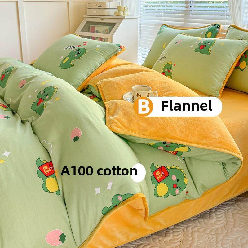 新疆包邮Ab侧纯棉羊毛衬里被套180X200X230法兰绒牛奶珊瑚绒被套