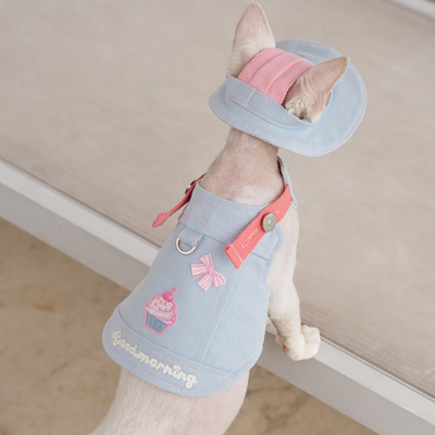 冰淇淋胸背带牵引绳纯棉无毛猫衣服德文衣服斯芬克斯猫
