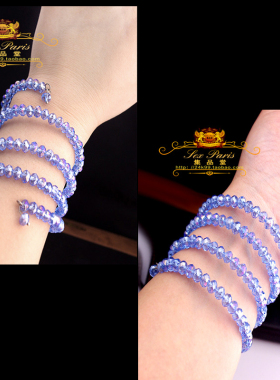 韩国欧美时尚饰品蓝色冰凉幻彩闪亮水晶晶串珠多层手脚镯链夏日海