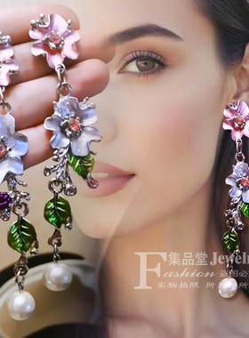 紫色花朵耳环小众时尚高级感独特