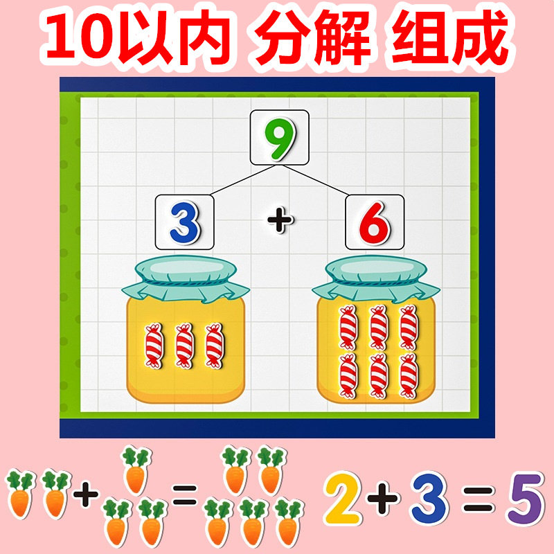 10以内数的分解与组成教具玩具加减法幼儿园一年级蒙氏数学中班十