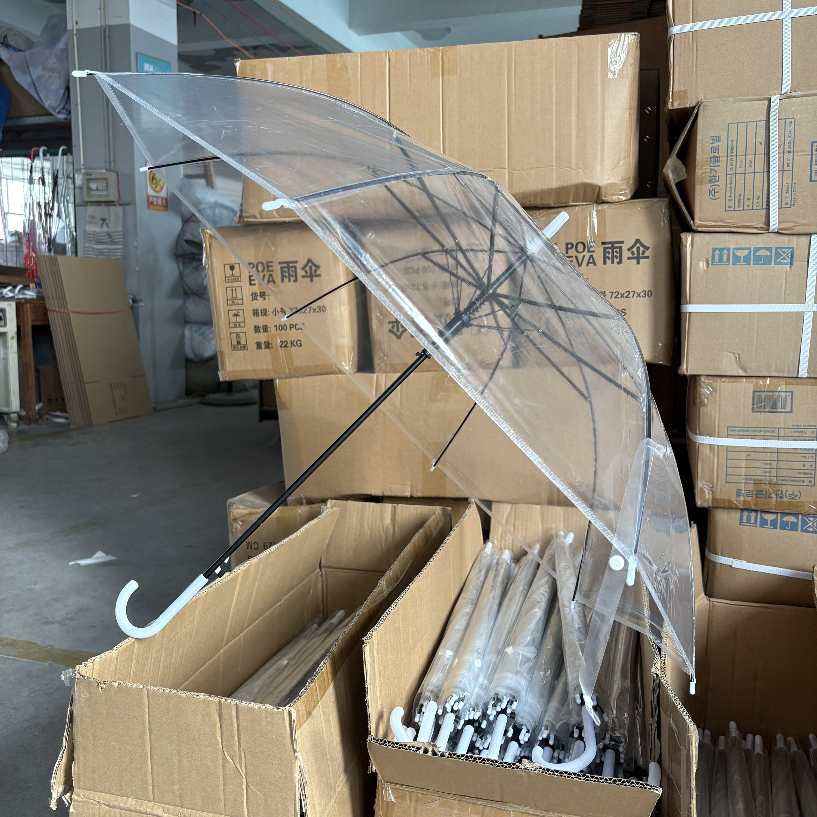 男女通用无涂层摆摊透明雨伞批发