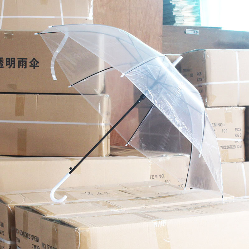 透明雨伞防雨自动开定制长柄广告LOGO印刷大批量手绘DIY儿童成人
