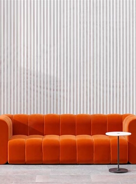 新款轻奢丝绒橙色布艺沙发北欧简约小户型客厅组合酒店美容院接待