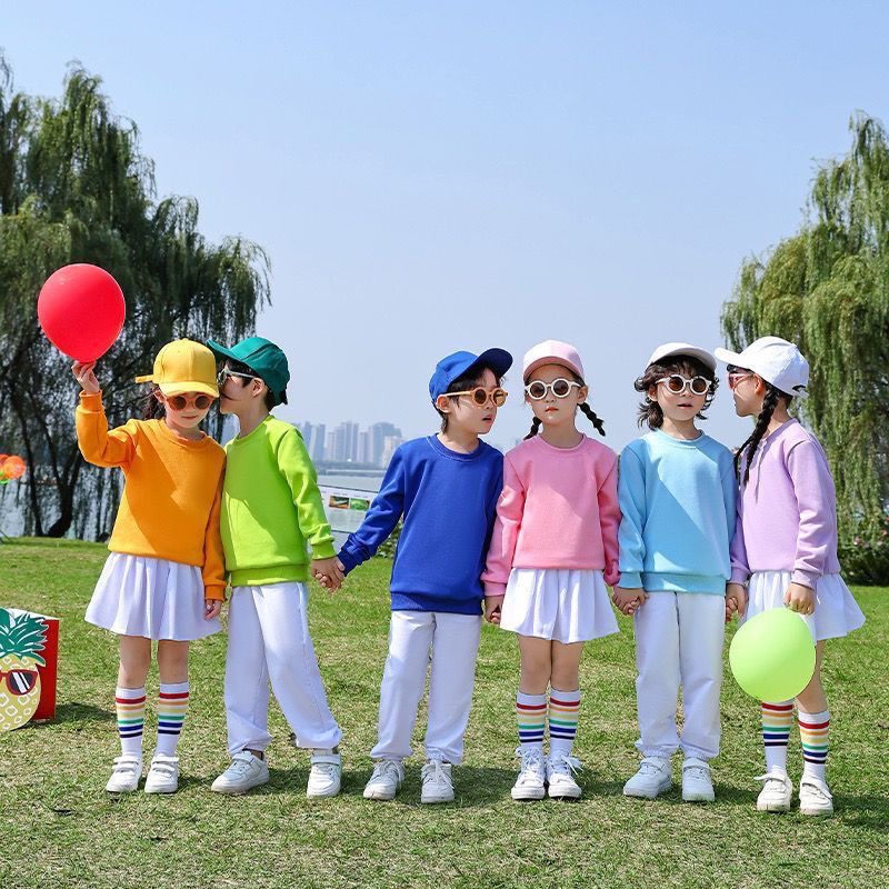 小学生运动会开幕式方队班服套装糖果色元旦儿童啦啦队表演出服装