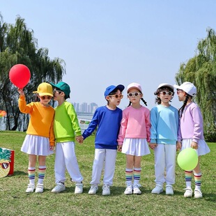 小学生运动会开幕式方队班服套装糖果色元旦儿童啦啦队表演出服装