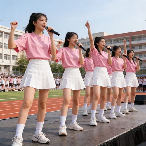 女团演出服学生啦啦操服装青春活力爵士舞蹈表演服团体拉拉队服装