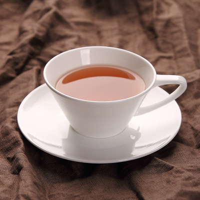 白色北欧简约骨瓷咖啡杯碟 汉斯纹浅浮雕英式下午茶红茶杯碟