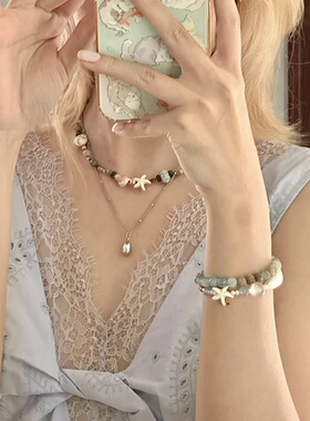 海屿｜一加一shop原创设计编绳项链海星度假风复古小众叠戴锁骨链