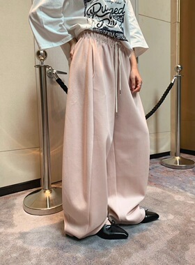 CC-LL韩国东大门代购 秋季新款 纯色抽身松紧腰百搭直筒休闲裤