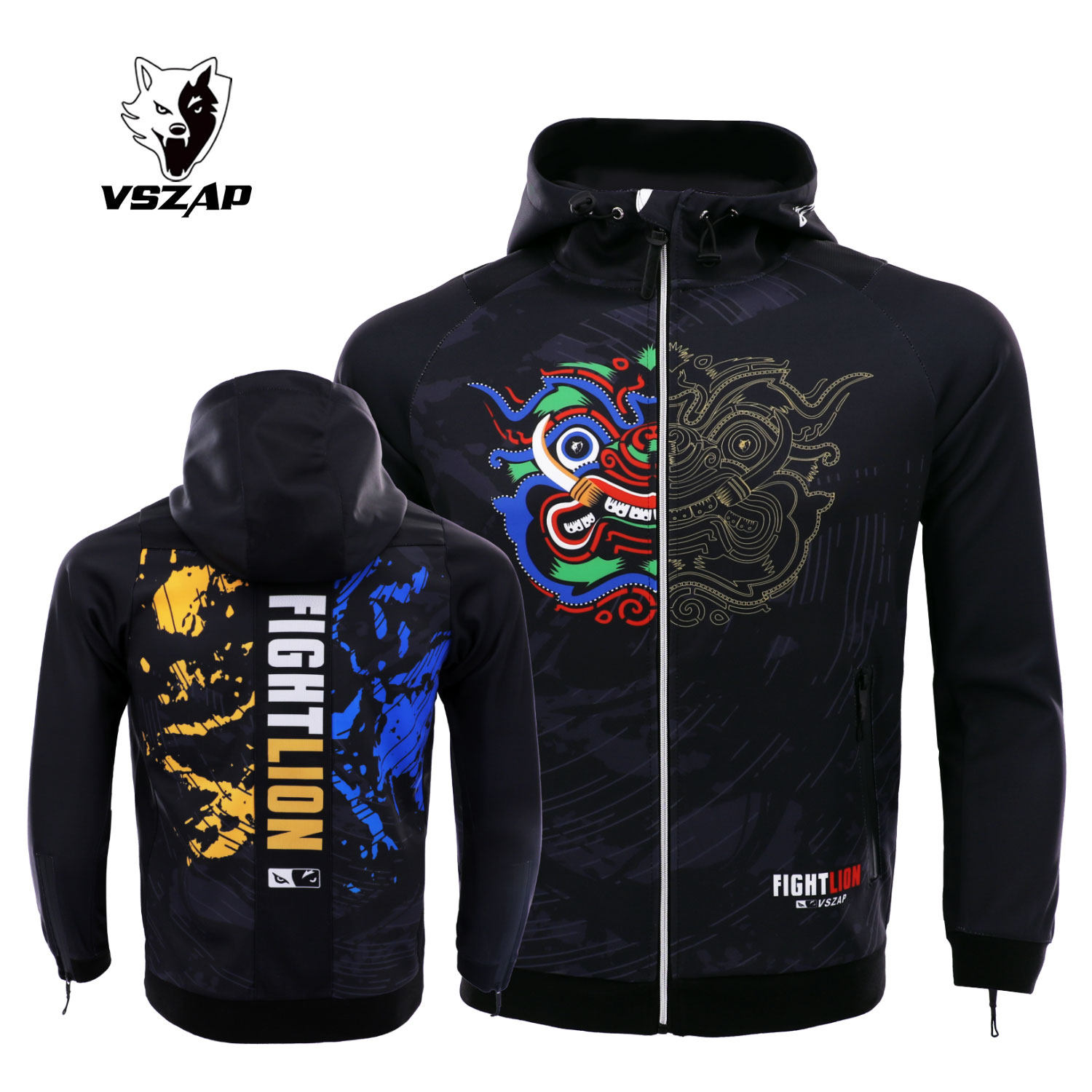 VSZAP泰拳战狮运动外套速干MMA搏击帽衫UFC健身休闲训练卫衣