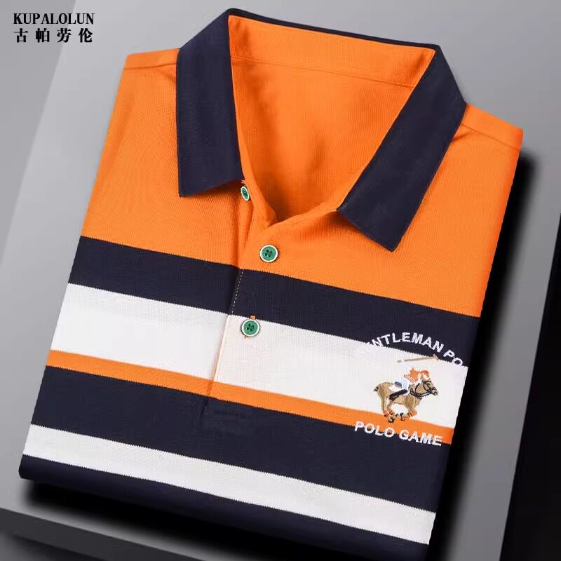 秋季品牌新款男士长袖T恤翻领刺绣双丝光棉上衣休闲宽松POLO衫