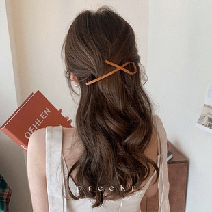 preeKr韩版 高级感低马尾头饰 简约线条醋酸弹簧夹女后脑勺半扎新款