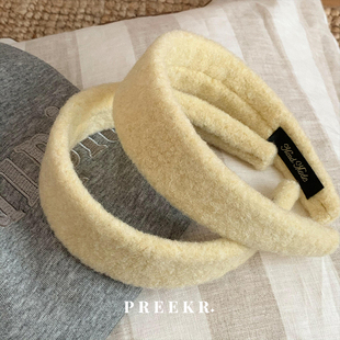 Pree奶黄纯色简约宽边发箍女2026年网红新款发卡高颅顶洗脸头箍