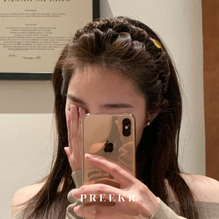 Pree复古豹纹褶皱带齿发箍女款高级感2026新款高颅顶头箍发卡头饰