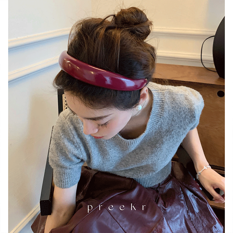 Pree车厘子色2025秋冬新款复古厚底加宽pu高颅顶发箍头箍头饰,饰品/流行首饰/时尚饰品新,发饰,淘宝优惠券,粉丝福利购,淘宝优惠卷