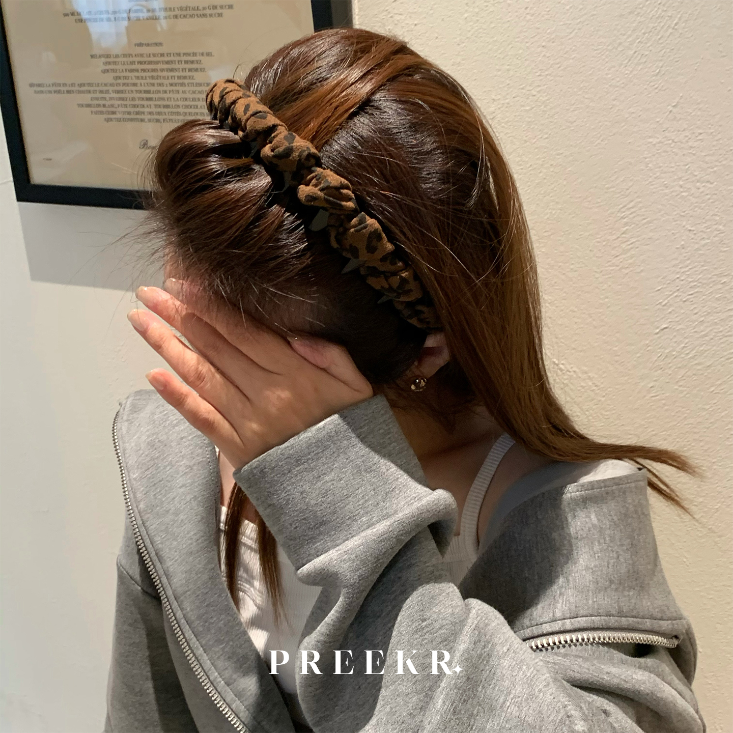 韩系气质倒插梳复古豹纹发箍