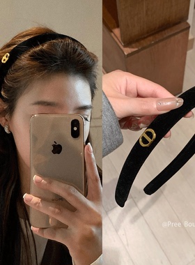Pree“all black”复古风黑色丝绒发箍女装饰头箍高级感时尚发饰